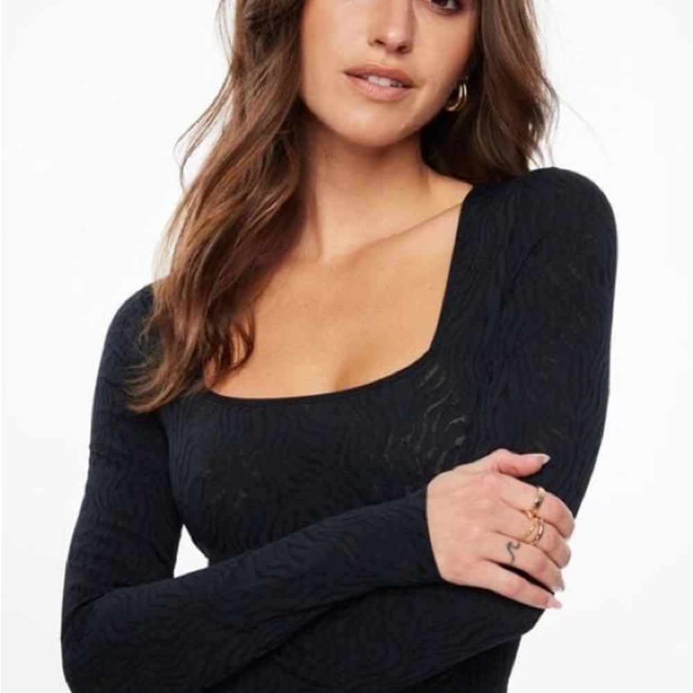 Dynamite Semi Sheer Burnout Bodysuit